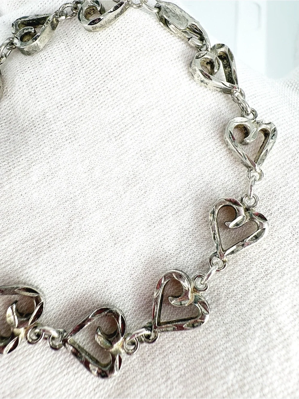 Sterling  Silver Open Heart Link Bracelet!